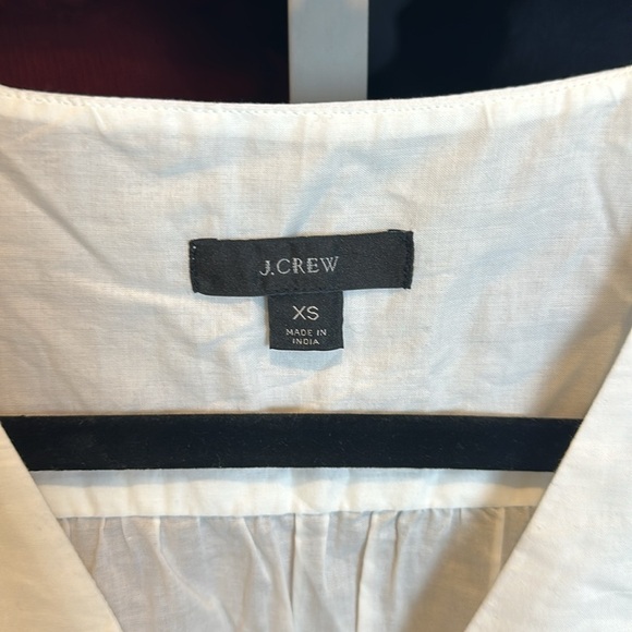 J Crew white v neck ruffle cap sleeve tie front with tassels top size XS - Picture 2 of 3